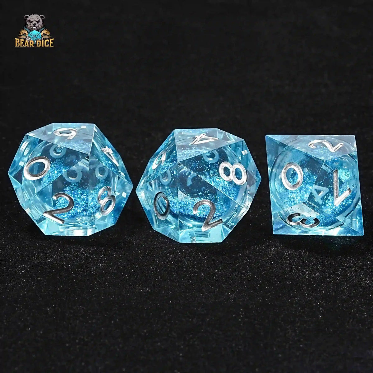 Liquid Core Dice Set – Shining Blue Liquid Core D10 Dice: 10 - Sided Dice Set for Role Playing Games