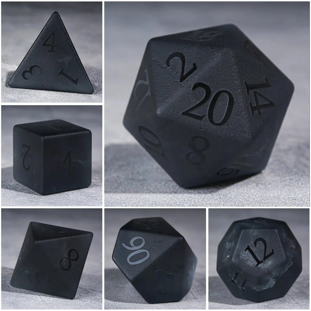 Matte Polyhedron Gemstone DND Dice Set – Matte Black Polyhedron Gemstone DND Dice Set