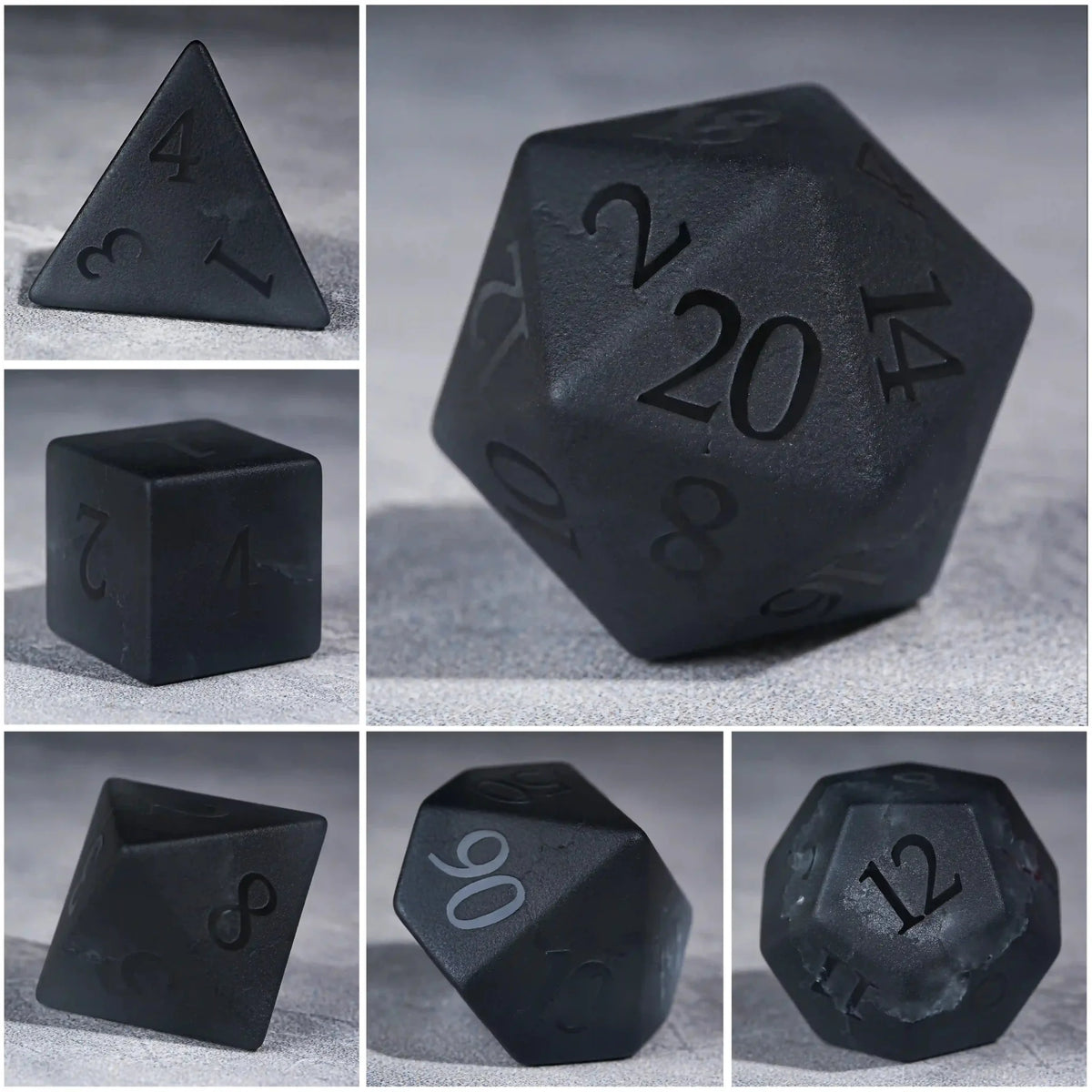 Matte Polyhedron Gemstone DND Dice Set – Matte Black Polyhedron Gemstone DND Dice Set