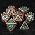 Mayan Inspired Metal DND Dice Set – The Exquisite Mayan - themed Dice set with Copper - and - green Design