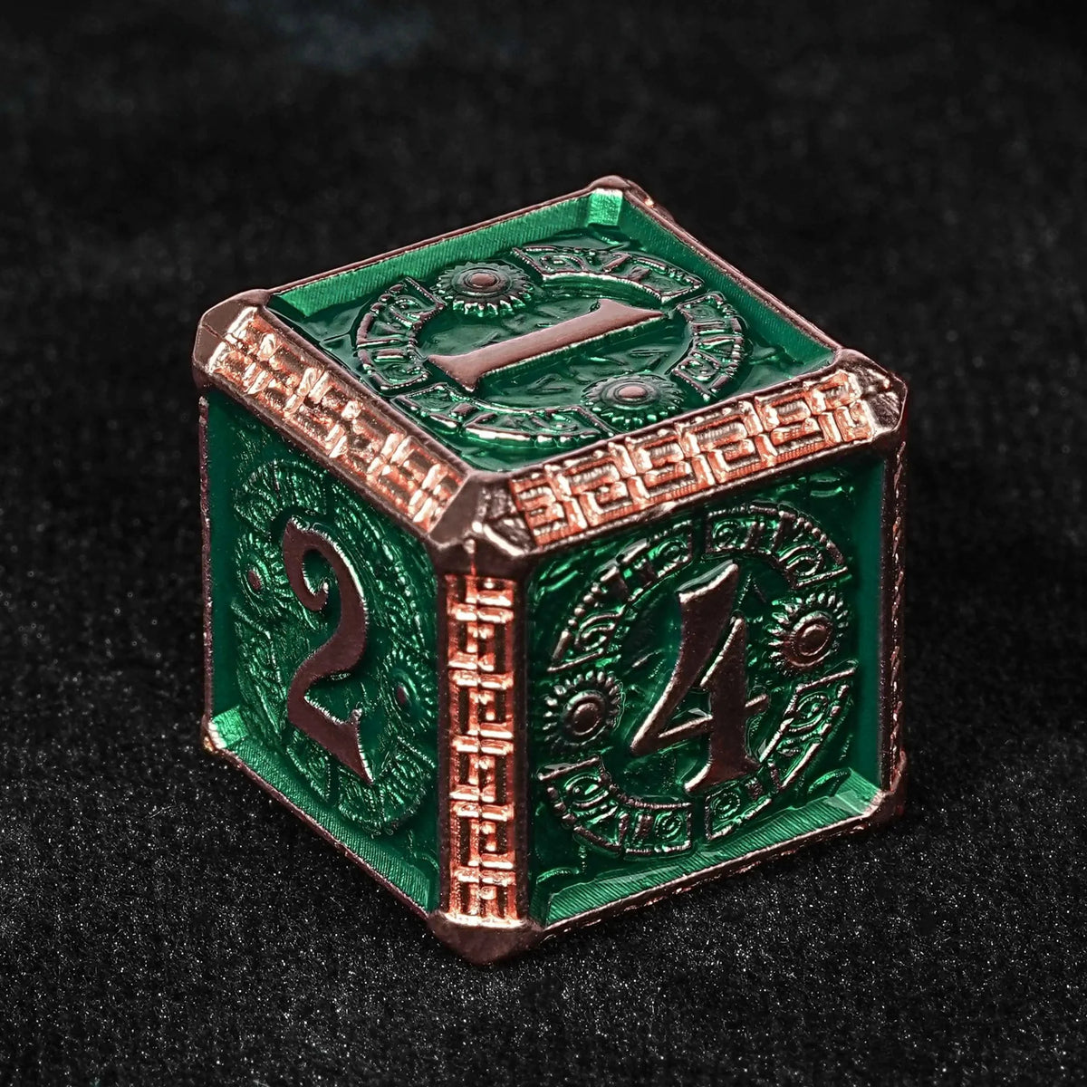 Mayan Inspired Metal DND Dice Set – The Exquisite Mayan - themed Dice set with Copper - and - green Design