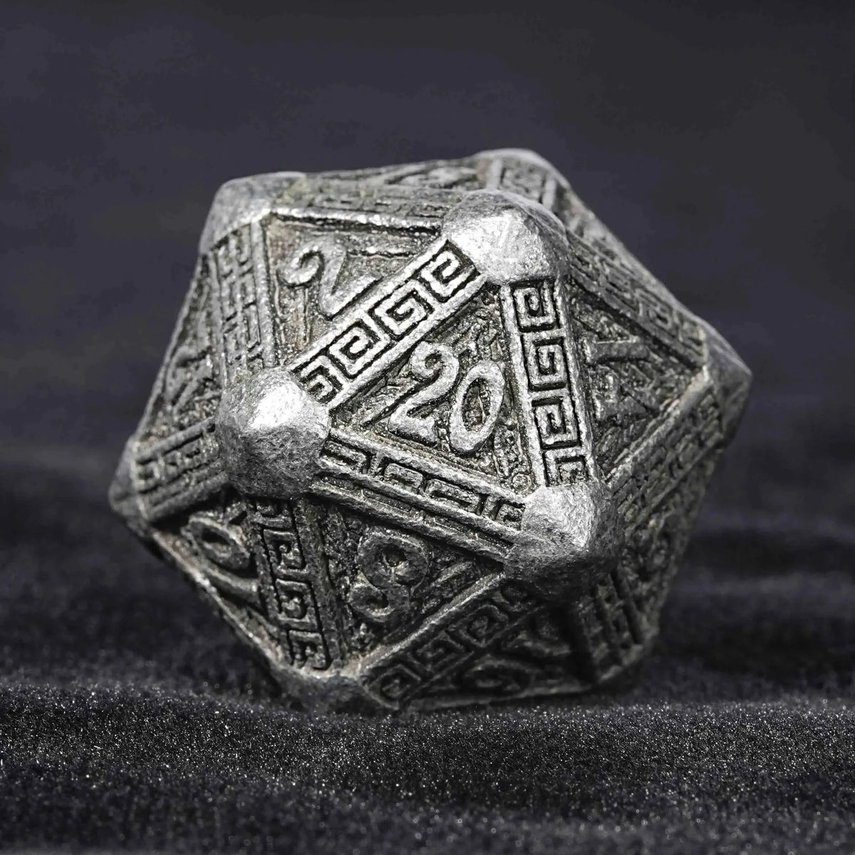 Mayan Metal DND Dice Set – Personalized Design – Personalized Design 1 – Ancient Greek Textured Metal DND Dice Set