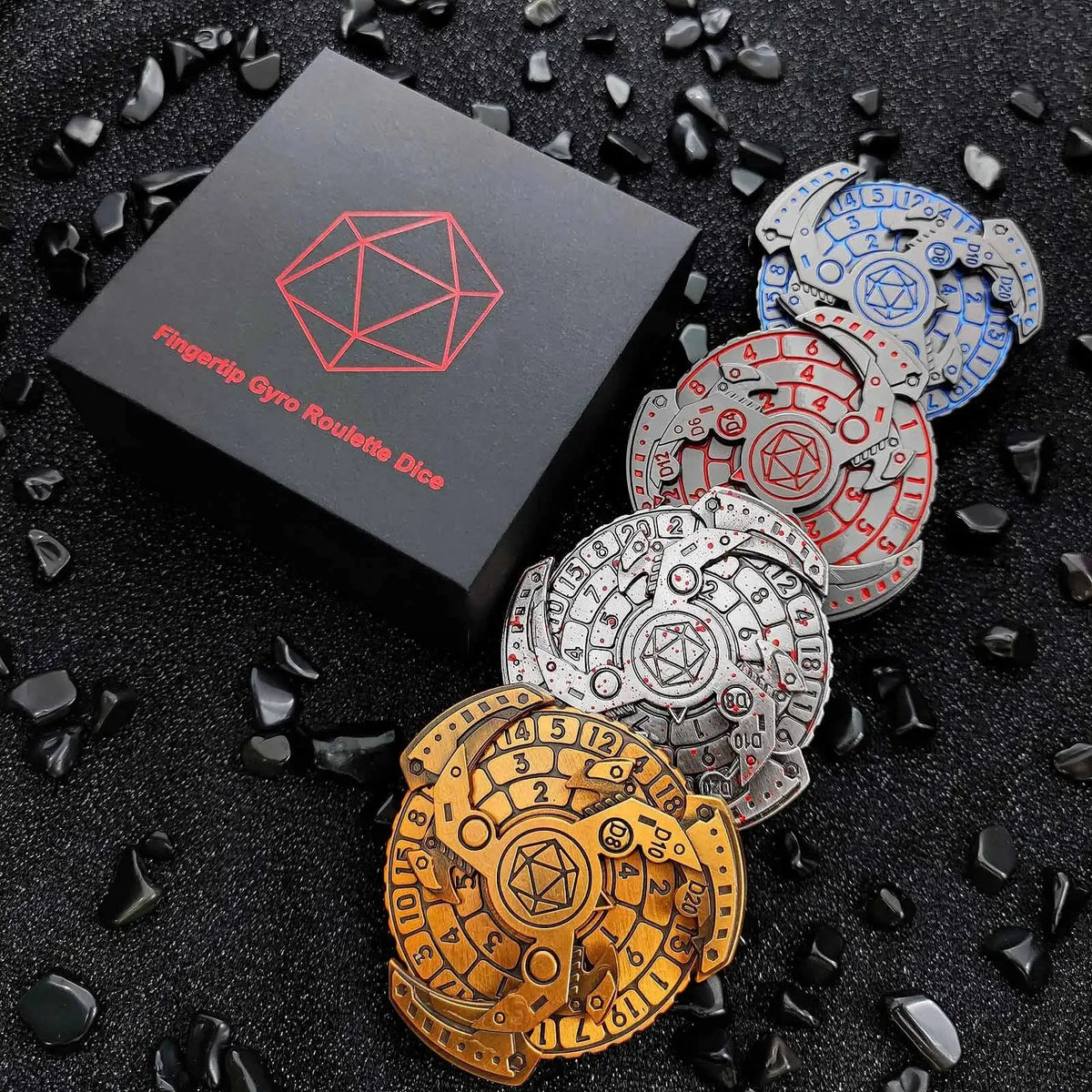 Mechanical Finger Metal Spinner Dice Set – Unique Spinning Dice: 7 in 1 Spinning Gear Mechanical Knife Fidget Spinner