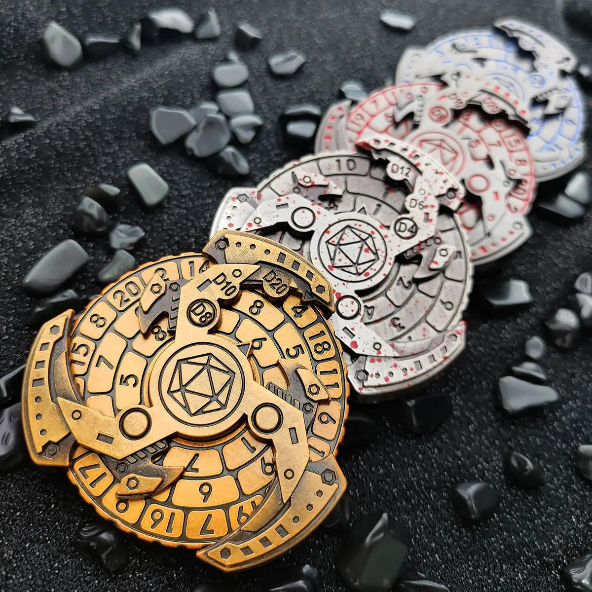 Mechanical Finger Metal Spinner Dice Set – Unique Spinning Dice: 7 in 1 Spinning Gear Mechanical Knife Fidget Spinner