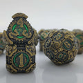 Mechanical Gear Metal DND Dice Set – Green Mechanical Gear Metal DND Dice Set - Punk Style