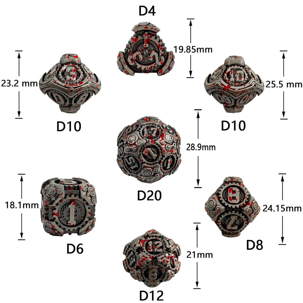 Mechanical Gear Metal DND Dice Set – Green Mechanical Gear Metal DND Dice Set - Punk Style