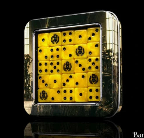 Metal D6 Dice – Imperial Fists – Warhammer 40K Imperial Fists Yellow Acrylic D6 Dice, Packaged in a Tin Box