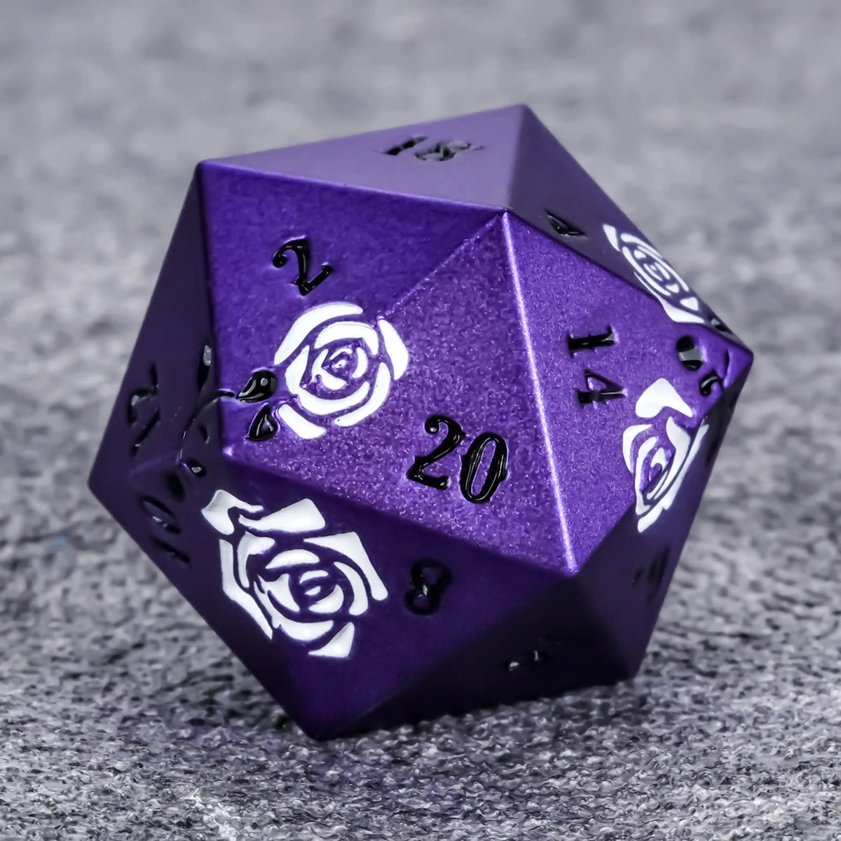 Metal DND Dice Set – Purple Rose Metal DND Dice D20, Valentine's Day Gift