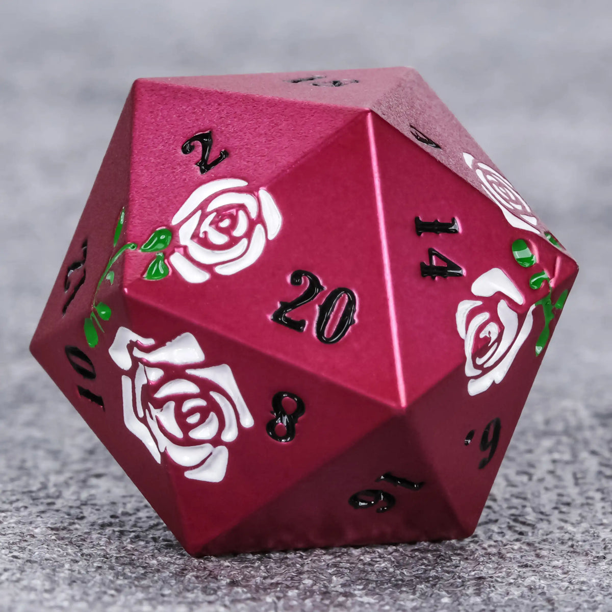 Metal DND Dice Set – Red Rose Metal DND Dice D20, Valentine's Day Gift