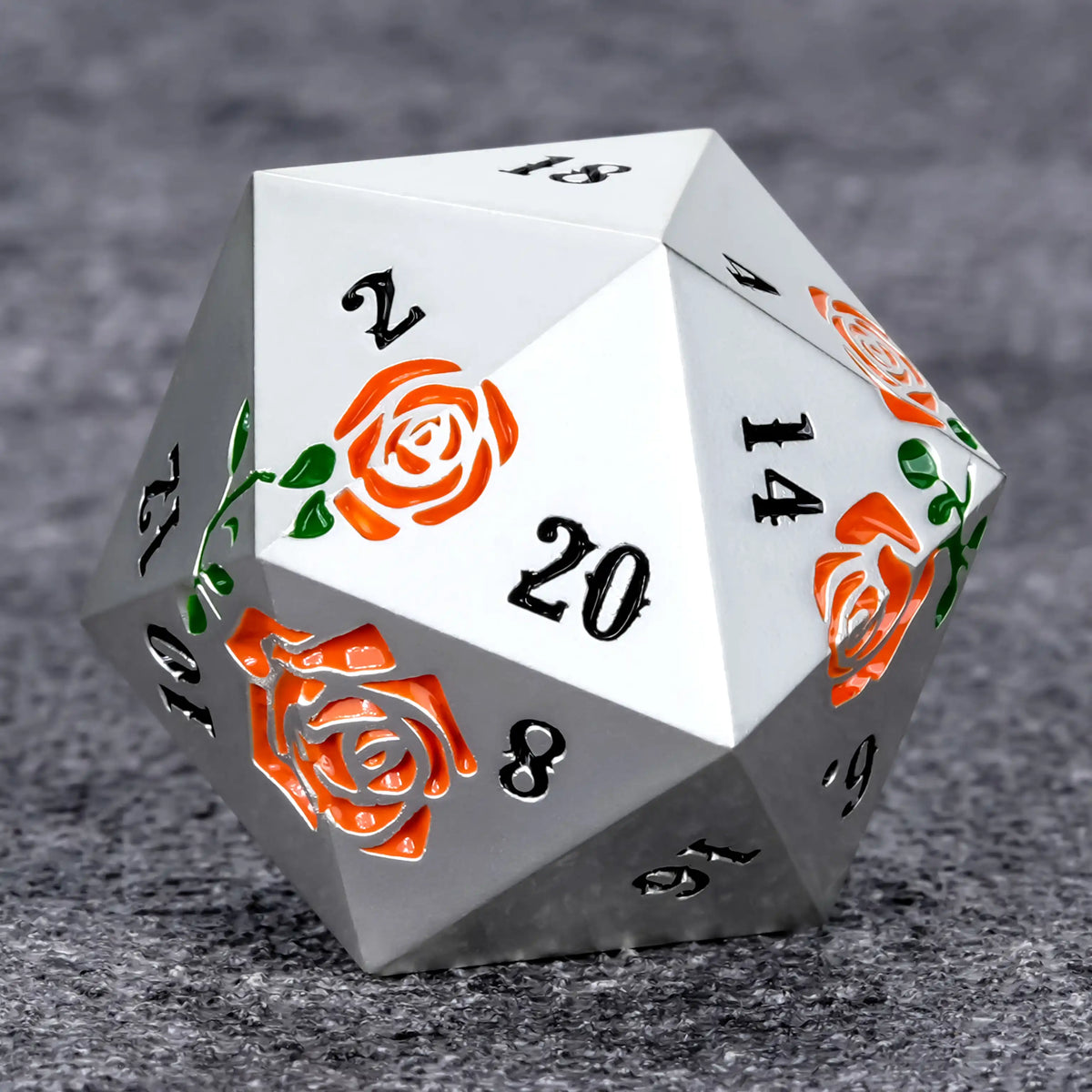 Metal DND Dice Set – Silver rose metal DND dice D20, Valentine's Day gift