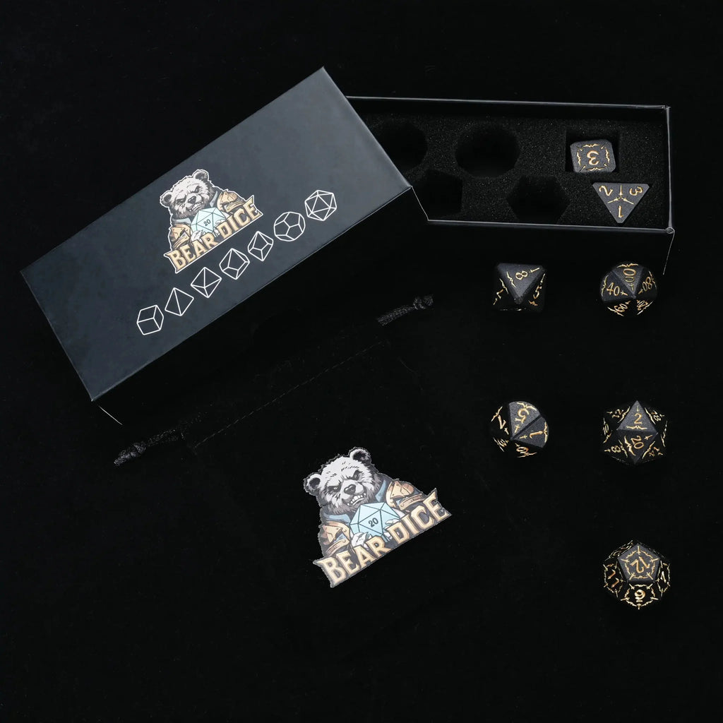 Eagle Metal DND Dice Set – Metallic Eagle and Sword DND Dice Set with a Black Sponge-Lined Dice Case and a Black Velvet