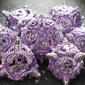 Meteor Hammer Metal DND Dice Set – Silver purple meteor hammer hollow metal dnd dice set + silver font