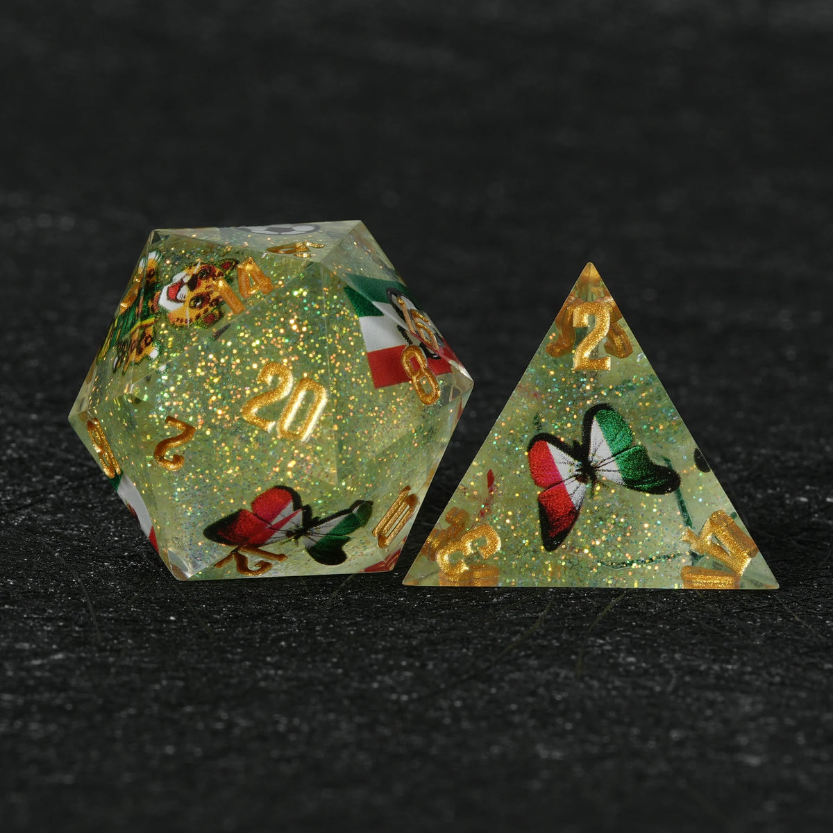 Mexico Soccer Resin DND Dice Set – Glitter – World Cup – alternate product view