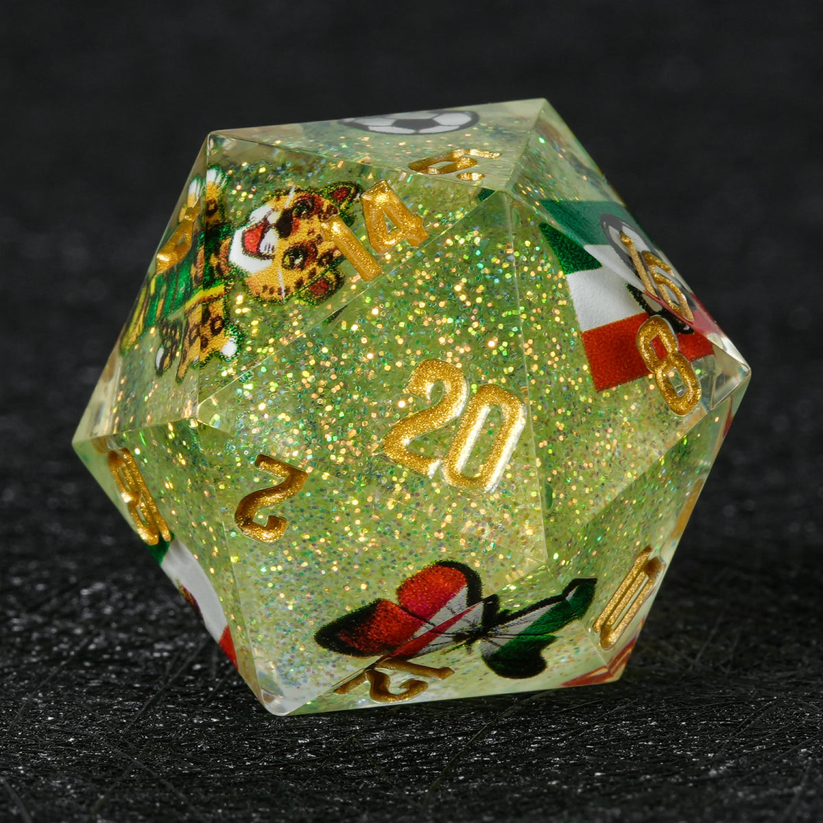 Mexico Soccer Resin DND Dice Set – Glitter – World Cup – alternate product view