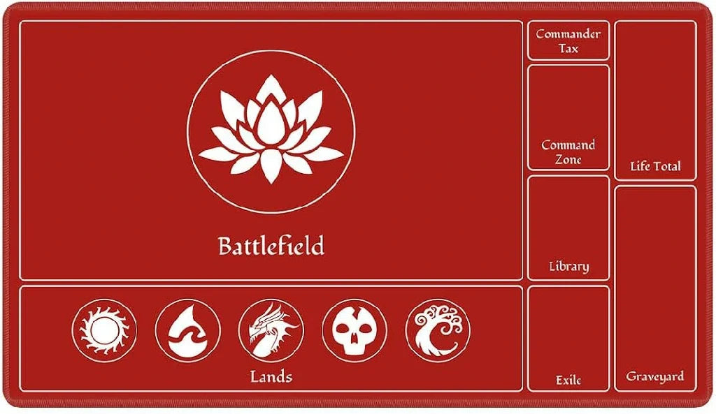 MTG Playmat Gaming Playmat – Red MTG Playmat — Waterproof Mousepad Designed for Card Games, White Pattern