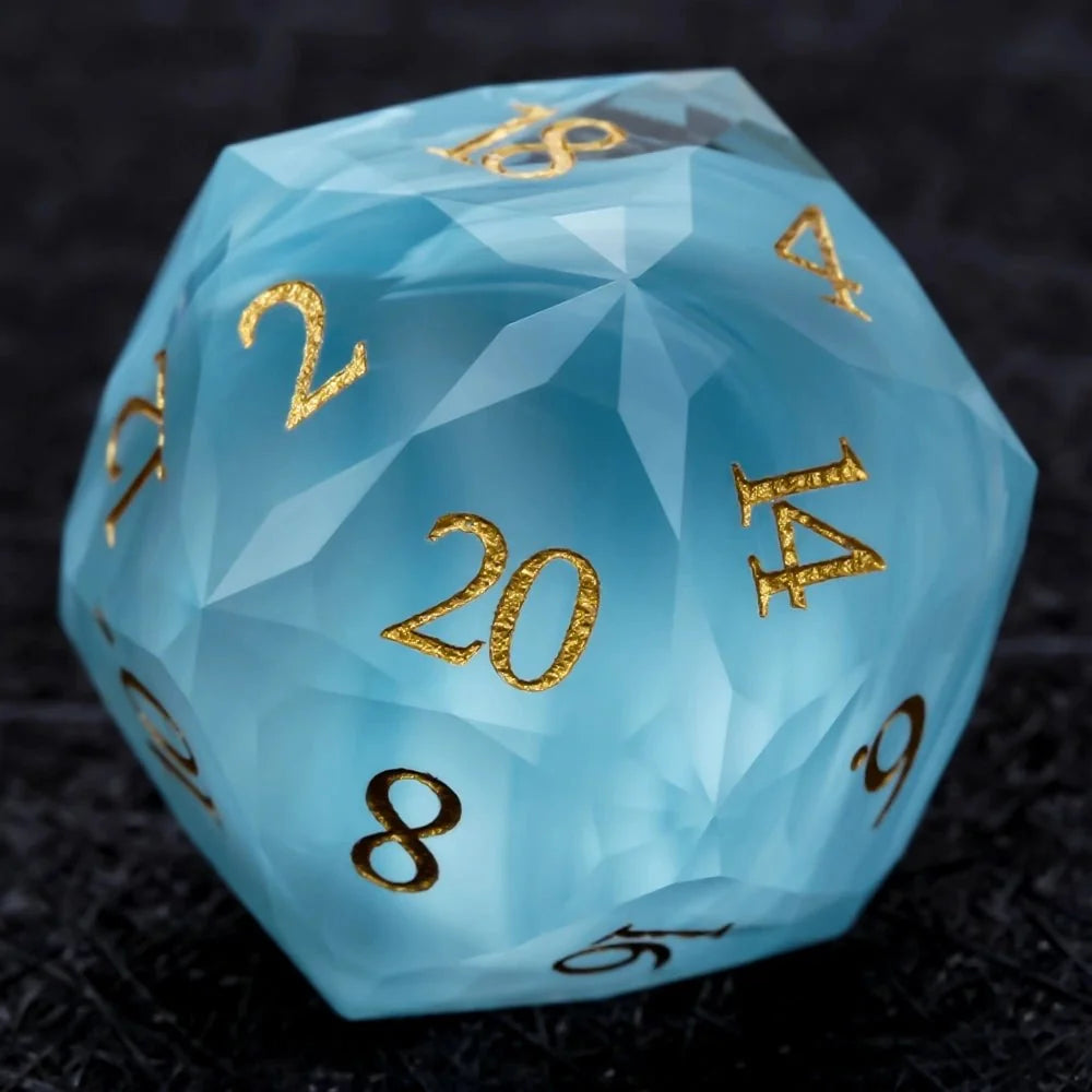 Multi Sided Gemstone DND Dice Set – DND Dice | Diamond - Cut Sky Blue Glass Gemstone Dice Set