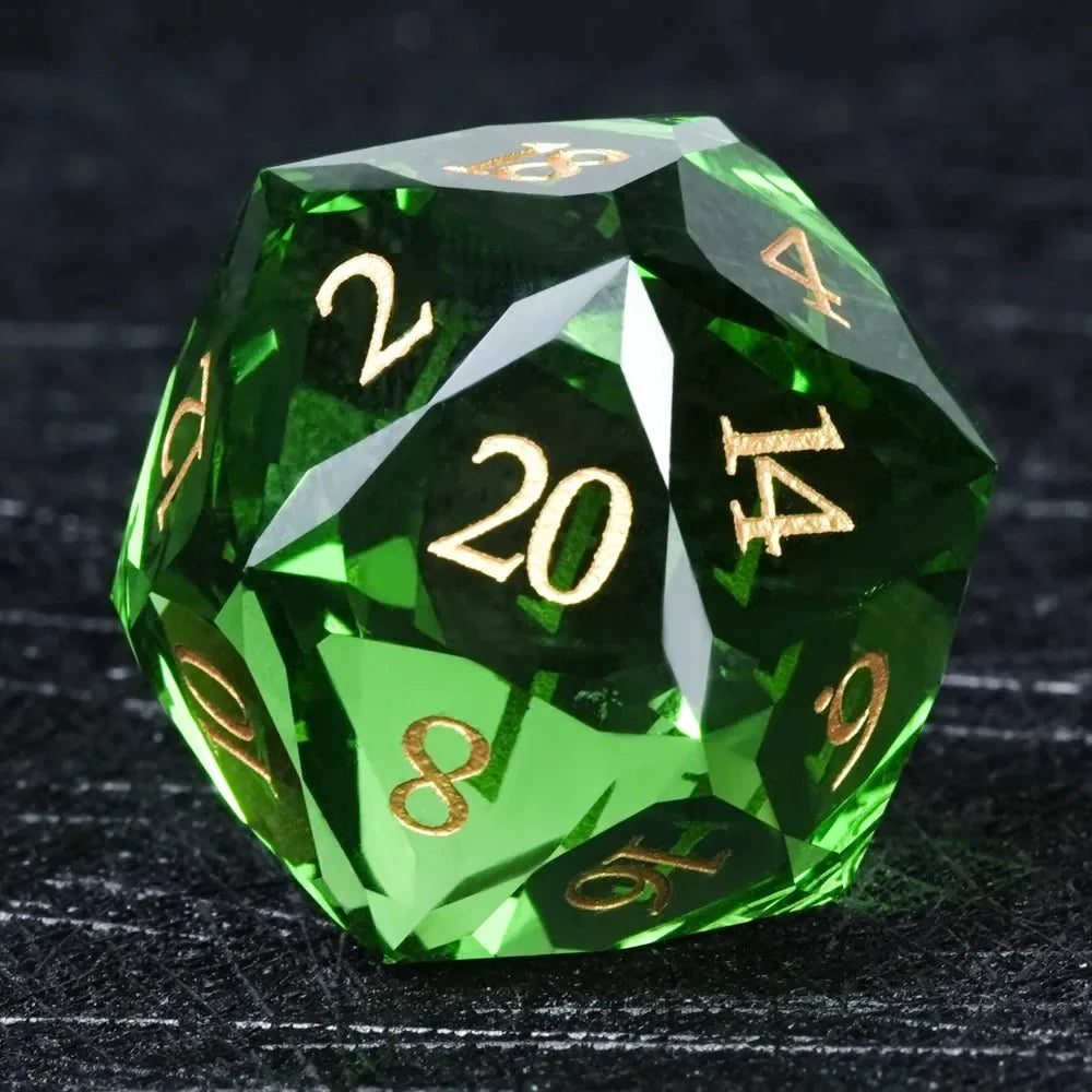 DND Dice - Diamond Faceted Emerald Dice Set - NPCDICE