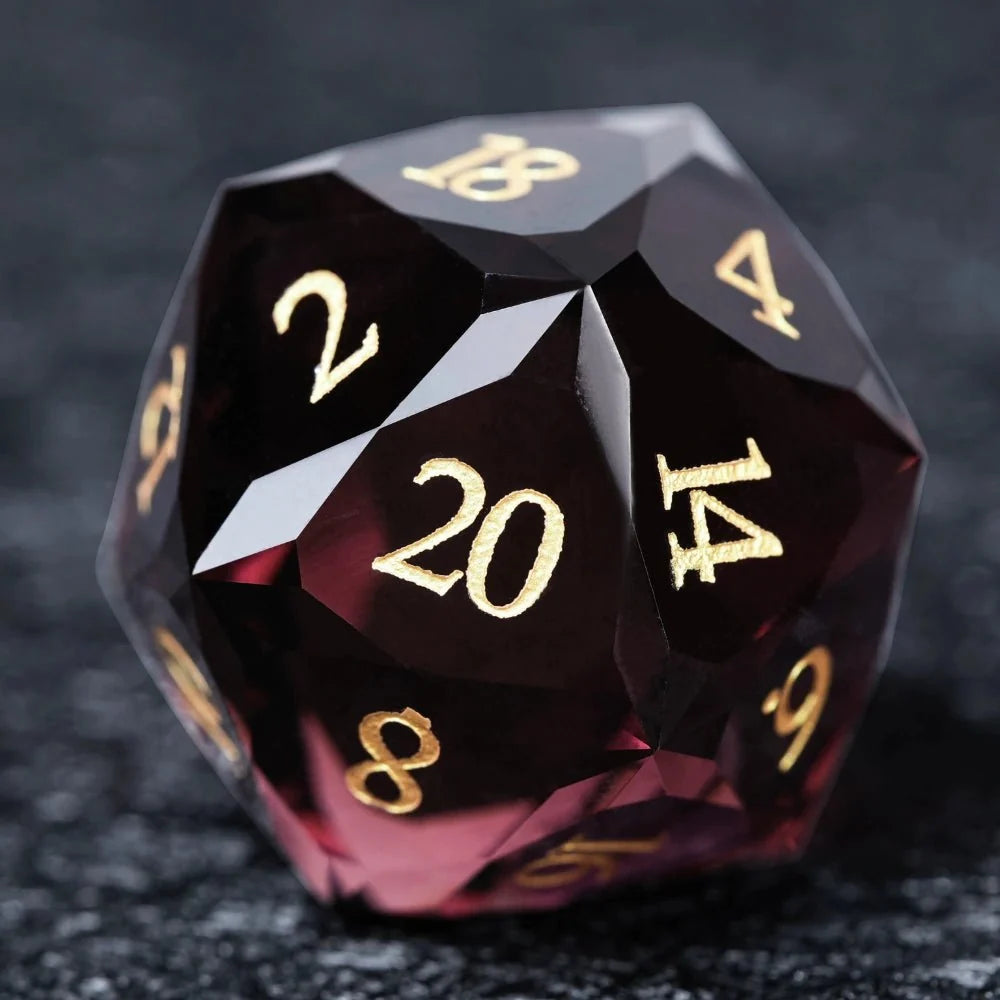 DND Dice - Engraved Gold Numbered Ruby Multi - Sided Dice Set - NPCDICE