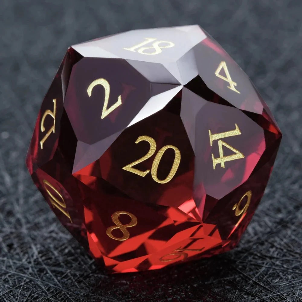 DND Dice - Garnet Red Glass Gemstone Dice Set - NPCDICE