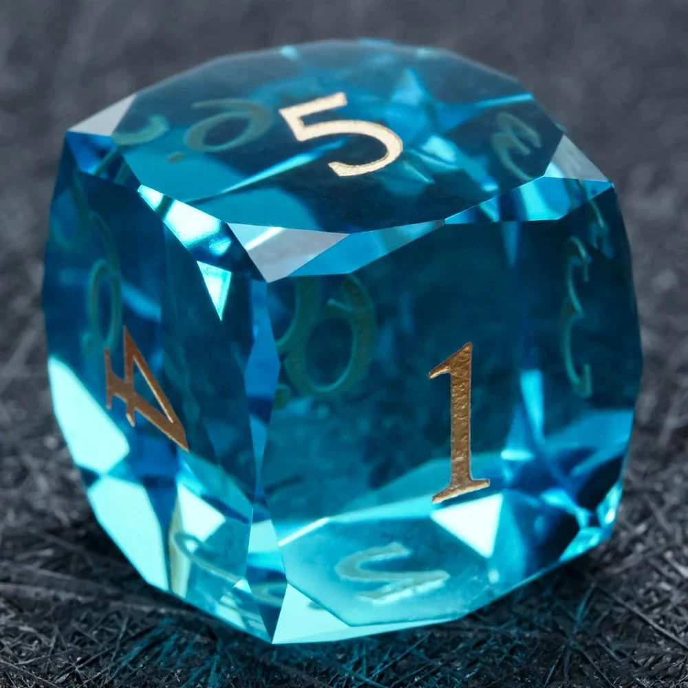 DND Dice - High Quality Blue Crystal Glass Gemstone Dice Set - NPCDICE