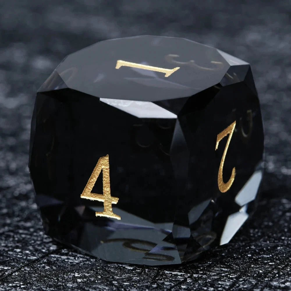 DND Dice - Premium Black Glass Gem RPG Dice Set - NPCDICE