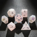 Multicolor Frosted Natural Stone RPG Dice Set – Pink Frosted Crystal Dice D&D Natural Gemstone Dice Set + Electroplated