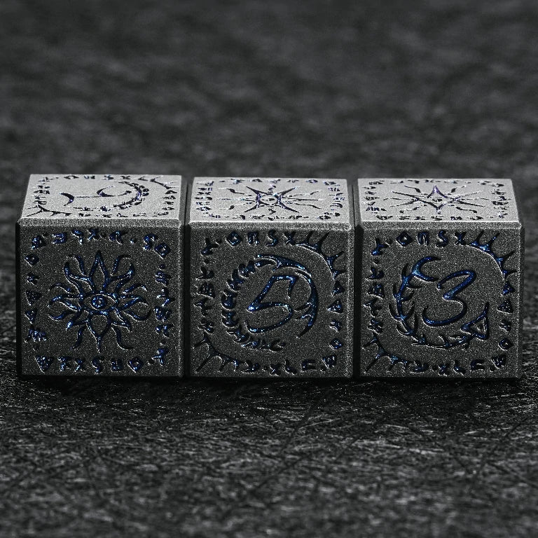 Mysterious Rune Metal D6 Die – Customizable metal D6 dice, all six sides can be printed with personalized patterns