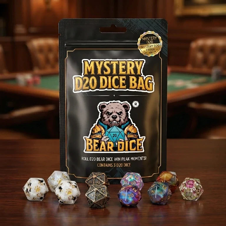 Mystery Surprise Dice Box – Resin – 3D20 Dice Surprise Blind Box: Random dice including metal D20 dice and resin D20