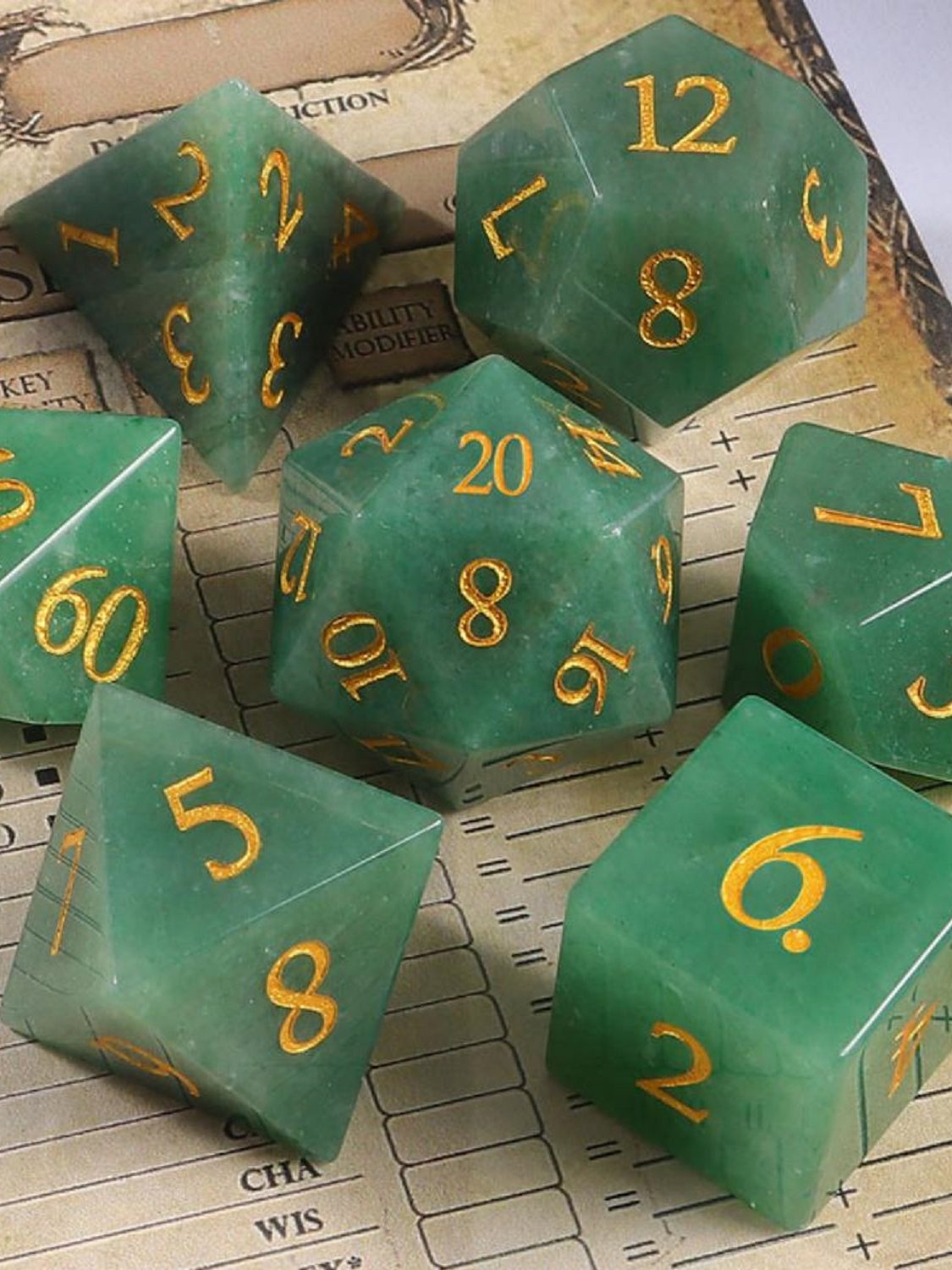 Natural Aventurine Gemstone DND Dice Set – alternate product view