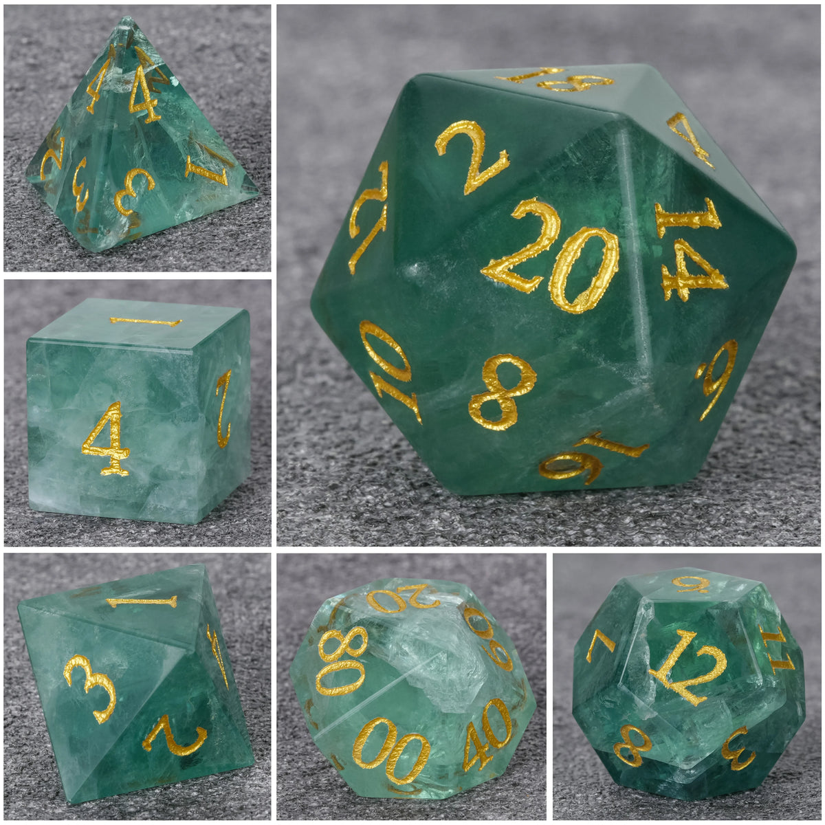 Natural Fluorite Natural Stone DND Dice Set