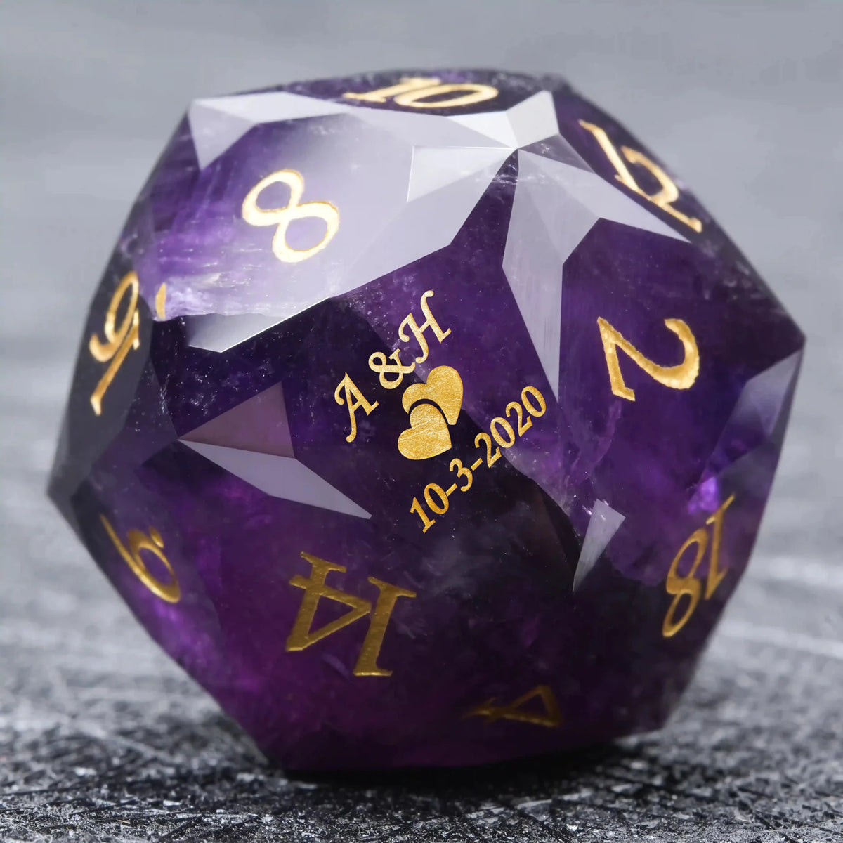 Natural Gemstone DND Dice Set – Custom Dice - Personalized DND Natural Gemstone Dice, Customizable Engraving of Fonts