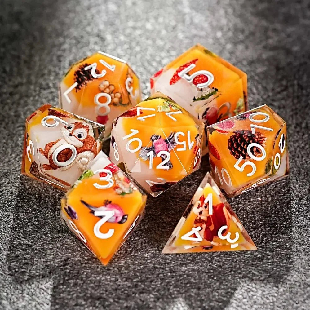 Natural Resin RPG Dice Set – Unique forest themed polyhedron resin dice set