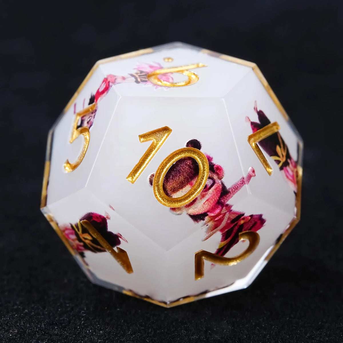 Nezha Themed Resin RPG Dice Set – Gold Numbers – Nezha-themed white resin DND D12 dice with gold numbers