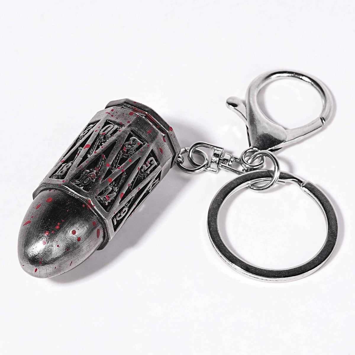 Nickel Cage Metal Bullet Dice Set – Antique Nickel Bullet Hollow Metal D20 Dice Cage Necklace + 7 Mini Metal Dice Set