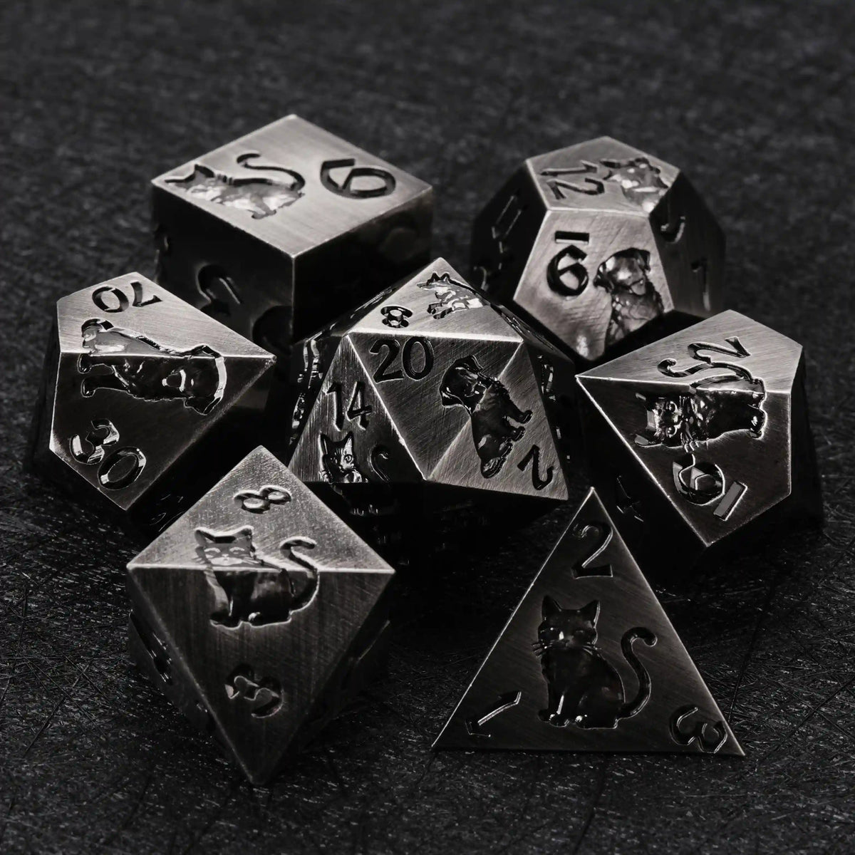 Star Metal DND Dice Set – Animal Allies – Black metal animal ally dice set for tabletop RPG