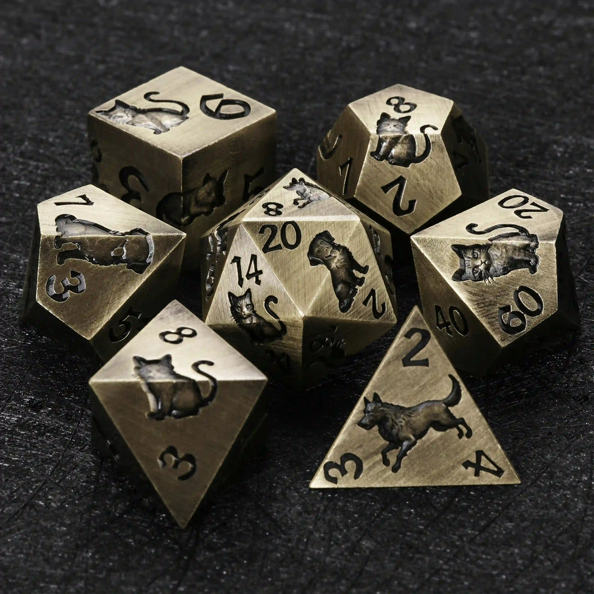 Star Metal DND Dice Set – Animal Allies – Bronze animal ally metal dice set for tabletop RPG