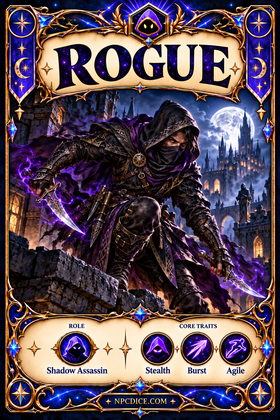 NPCDICE Rogue character card