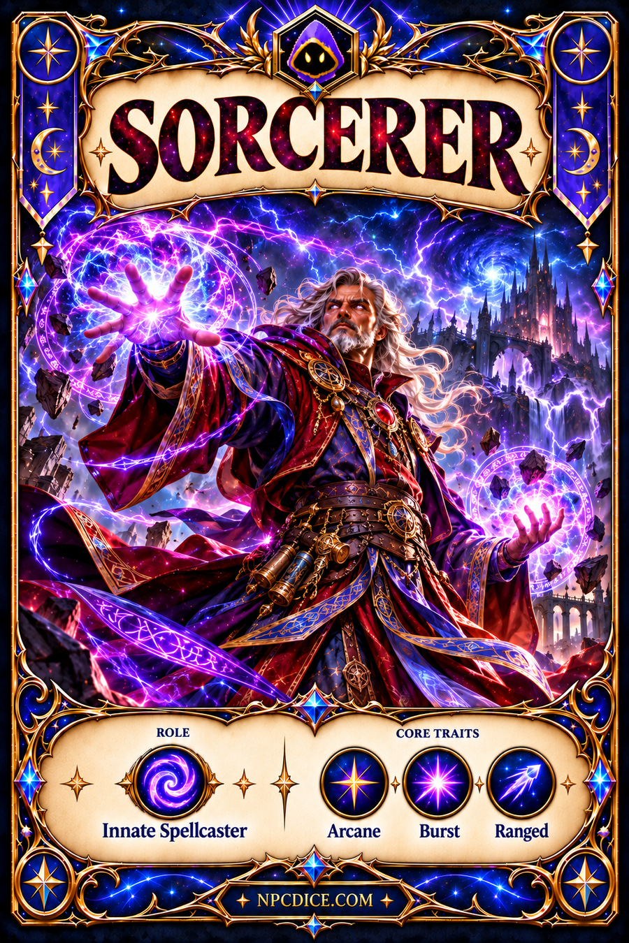 NPCDICE Sorcerer character card