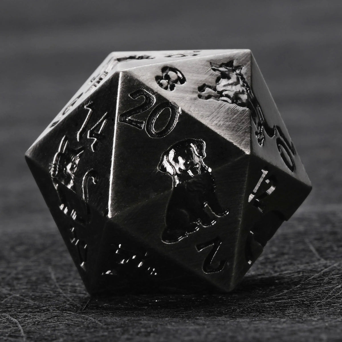 Star Metal DND Dice Set – Animal Allies – Black metal animal ally DND dice set for tabletop RPG