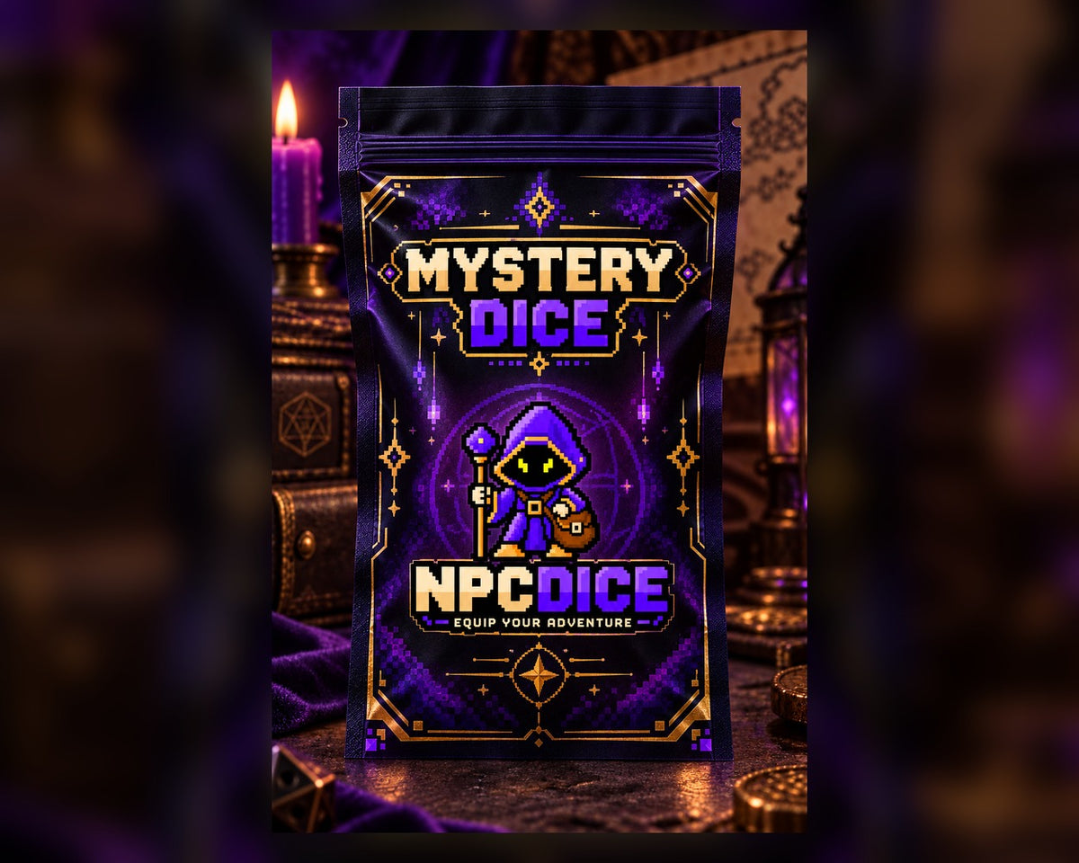 NPCDICE Mystery Dice packaging