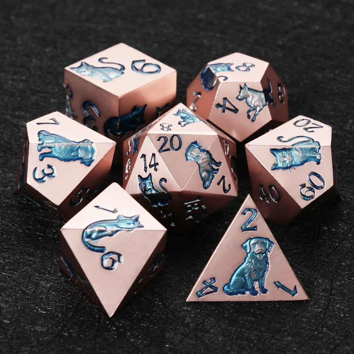 Star Metal DND Dice Set – Animal Allies – Pink metal animal ally DND dice set collectible