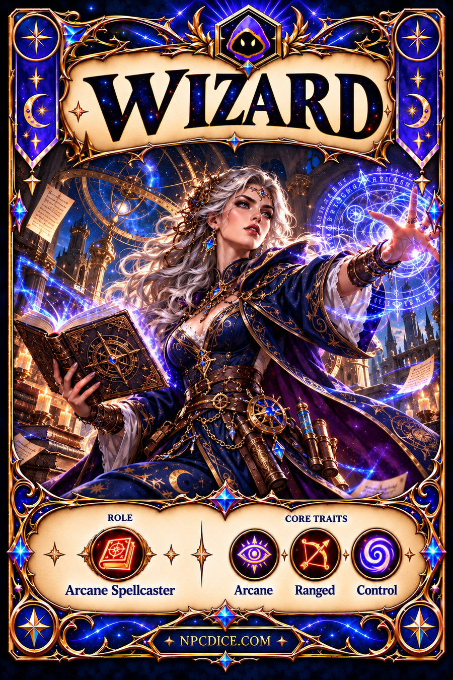 NPCDICE wizard female character card