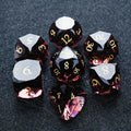 Numbered Ruby Gemstone DND Dice Set – DND Dice - Engraved Gold Numbered Ruby Multi - Sided Dice Set