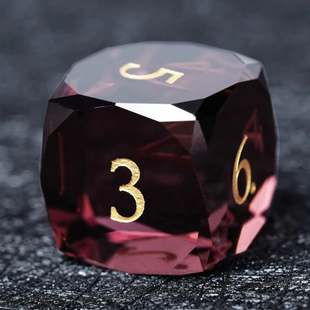 Numbered Ruby Gemstone DND Dice Set – DND Dice - Engraved Gold Numbered Ruby Multi - Sided Dice Set