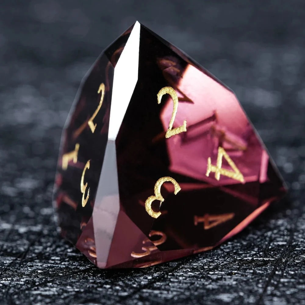 Numbered Ruby Gemstone DND Dice Set – DND Dice - Engraved Gold Numbered Ruby Multi - Sided Dice Set
