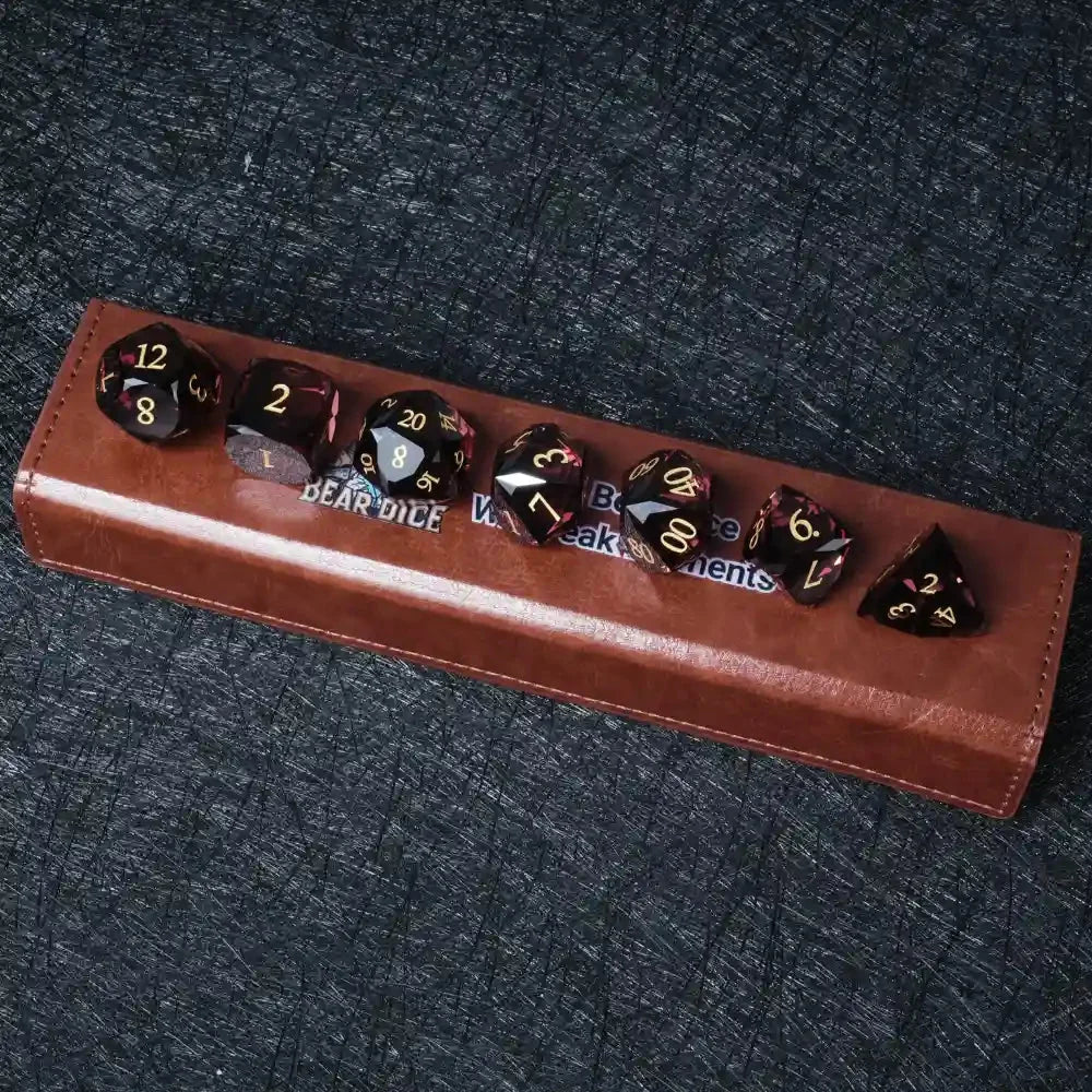 Numbered Ruby Gemstone DND Dice Set – DND Dice - Engraved Gold Numbered Ruby Multi - Sided Dice Set