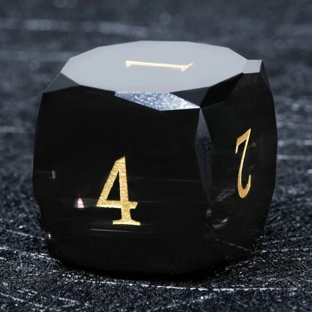 Obsidian Multi Gemstone DND Dice Set – Gold Numbers – DND Dice - Obsidian Gemstone Multi - Sided Dice Set + Gold Numbers