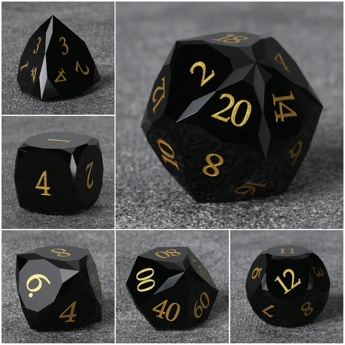 Obsidian Natural Stone DND Dice Set
