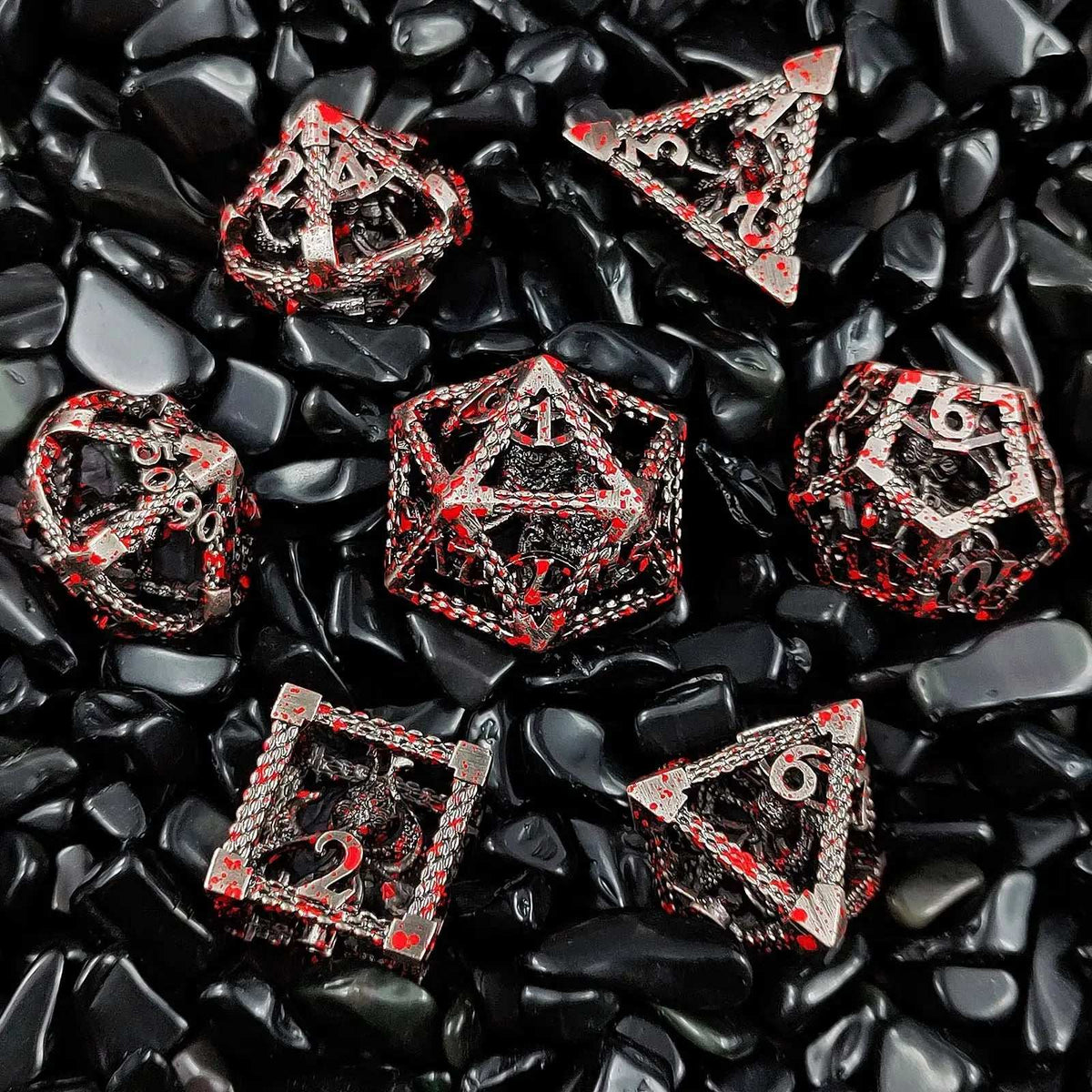 Octopus Monster Metal DND Dice Set – Hollow Metal DND Octopus Monster Dice Set Bloodstain