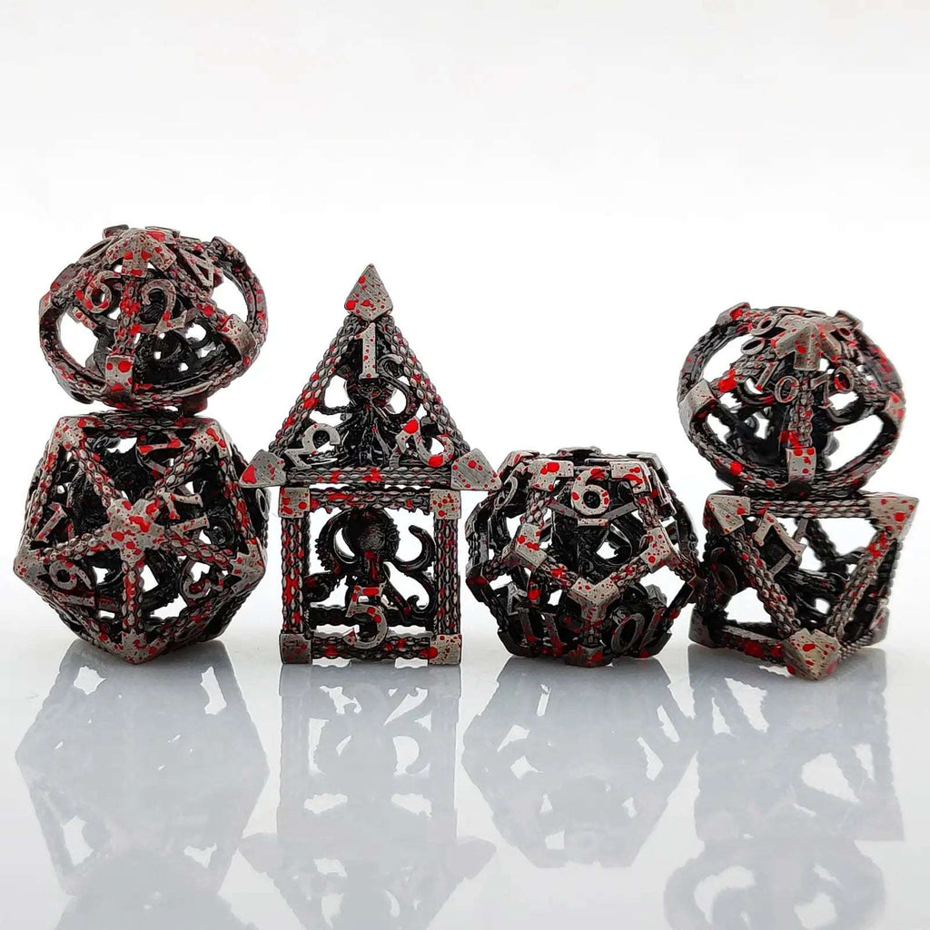 Octopus Monster Metal DND Dice Set – Hollow Metal DND Octopus Monster Dice Set Bloodstain